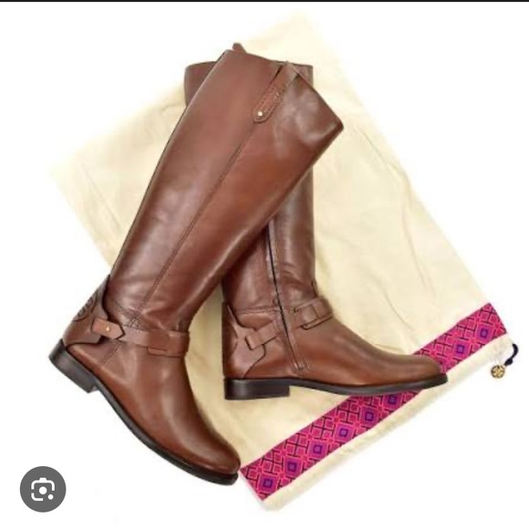 Tory Burch Brown Leather Derby Riding Boots - Picture 4 of 4
